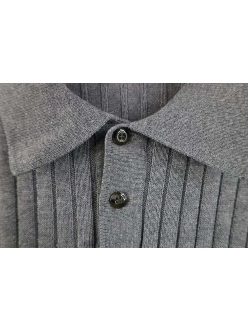 Vintage 90s Streetwear Mens Large Blank Ribbed Knit Collared Polo Sweater Gray